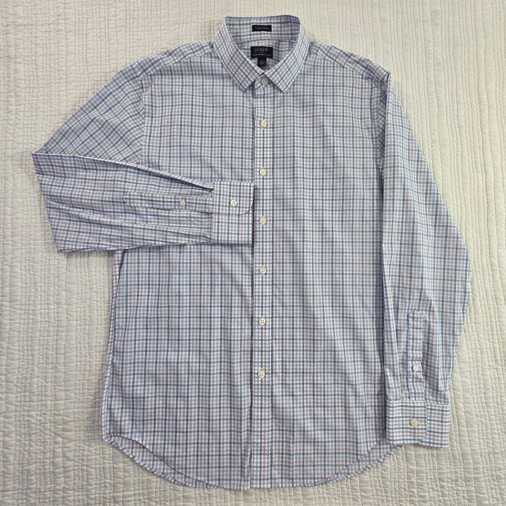 J.Crew Thompson Button Down L Violet Berry Check Stretch Performance Tailored